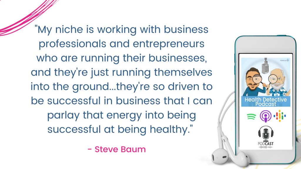 PROFESSIONALS RUNNING THEMSELVES IN THE GROUND, The Health Detective Podcast, Steve Baum