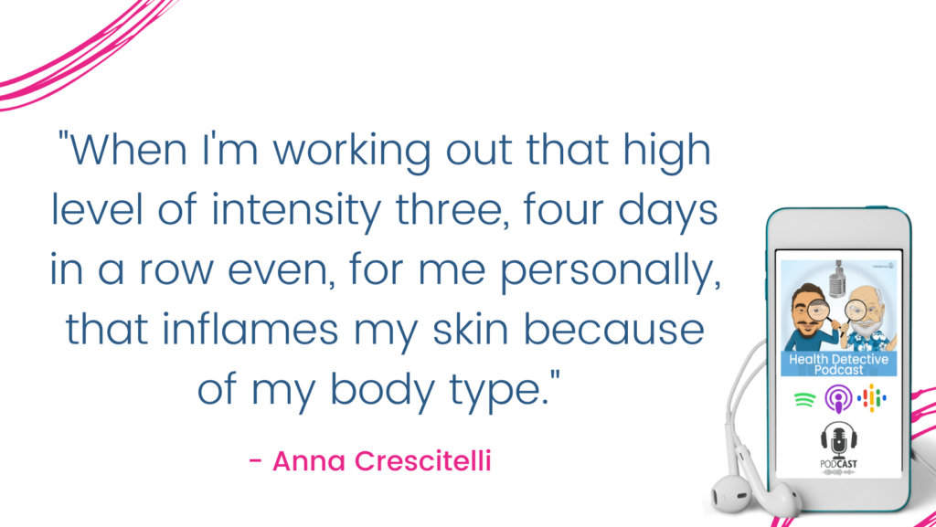 HARSH WORKOUTS CAN INFLAME SKIN, The Health Detective Podcast, Anna Crescitelli