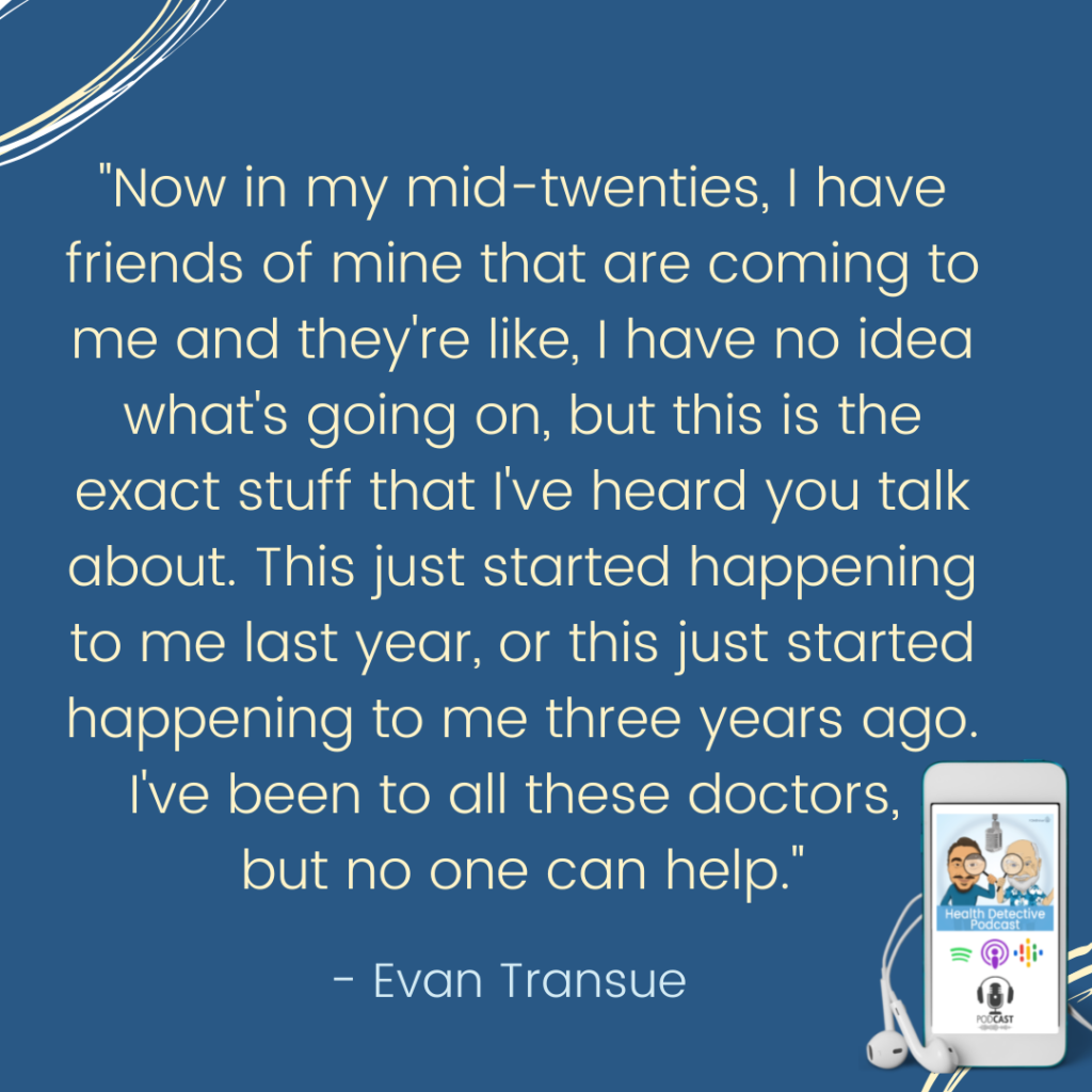 FOOD ALLERGIES, YOUNG TWENTY-YEAROLDS NOW SUFFERING FROM HEALTH ISSUES OR MENTALS ISSUES, SEEKING HELP, Evan Transue, Health Detective Podcast
